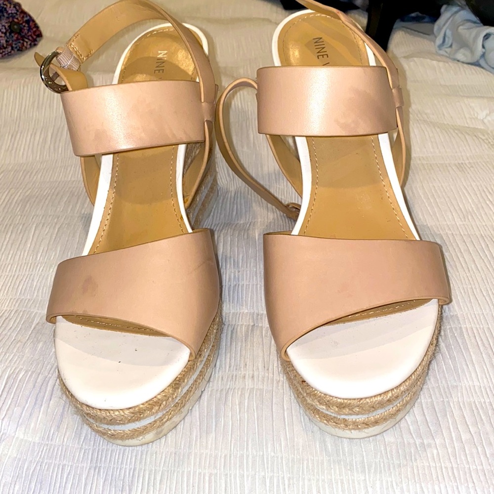 MOVING SALE Nine West beige platform wedge heels